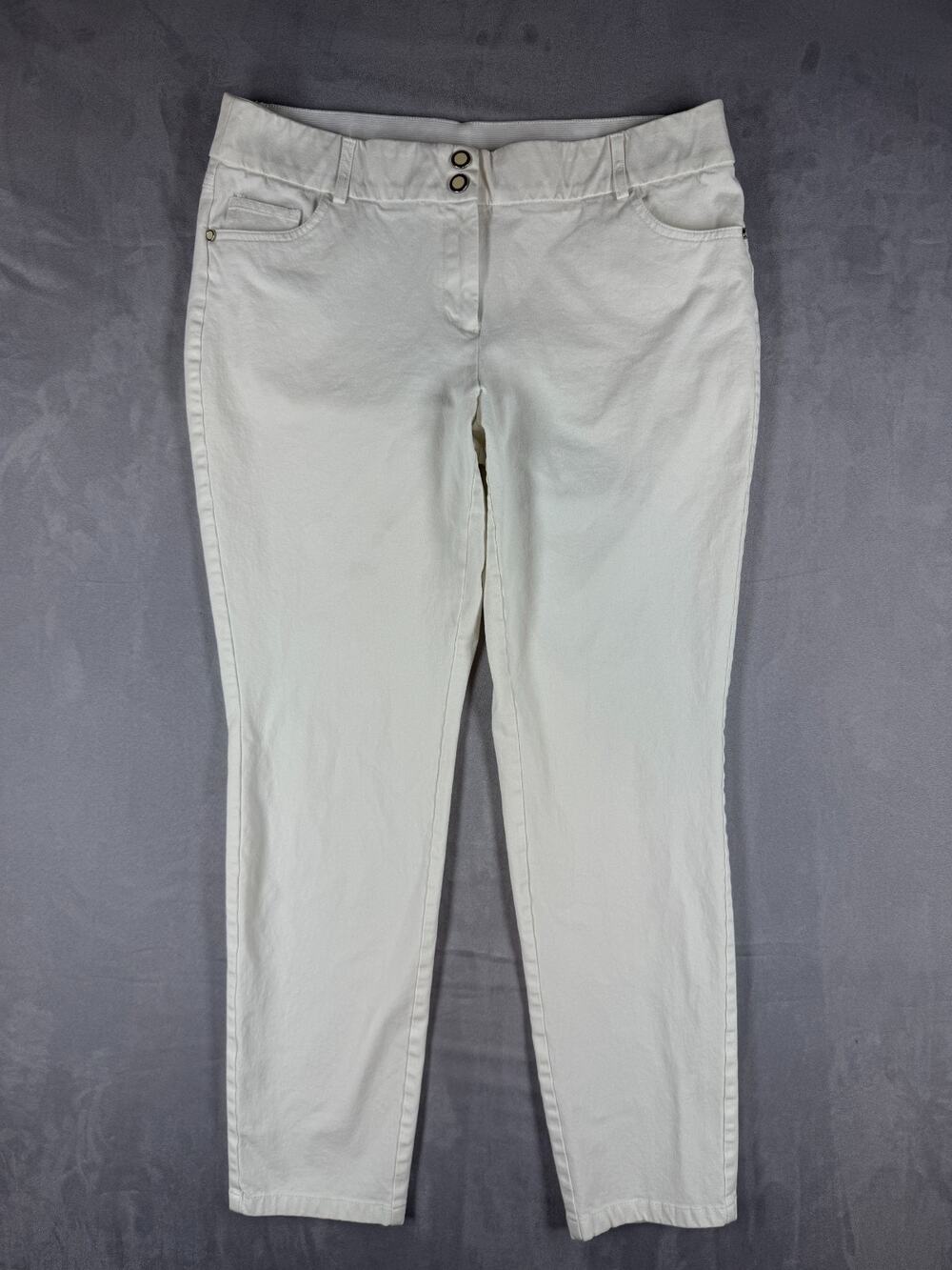 Alfani Jeans Womens 10 White Mid Rise Ankle Slim Stretch Denim Casual Pants